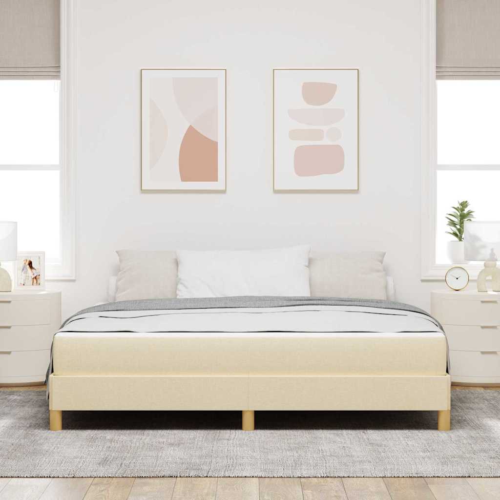vidaXL Łóżko sprężynowe z materacem Kremowy 180 x 200 cm tkanina