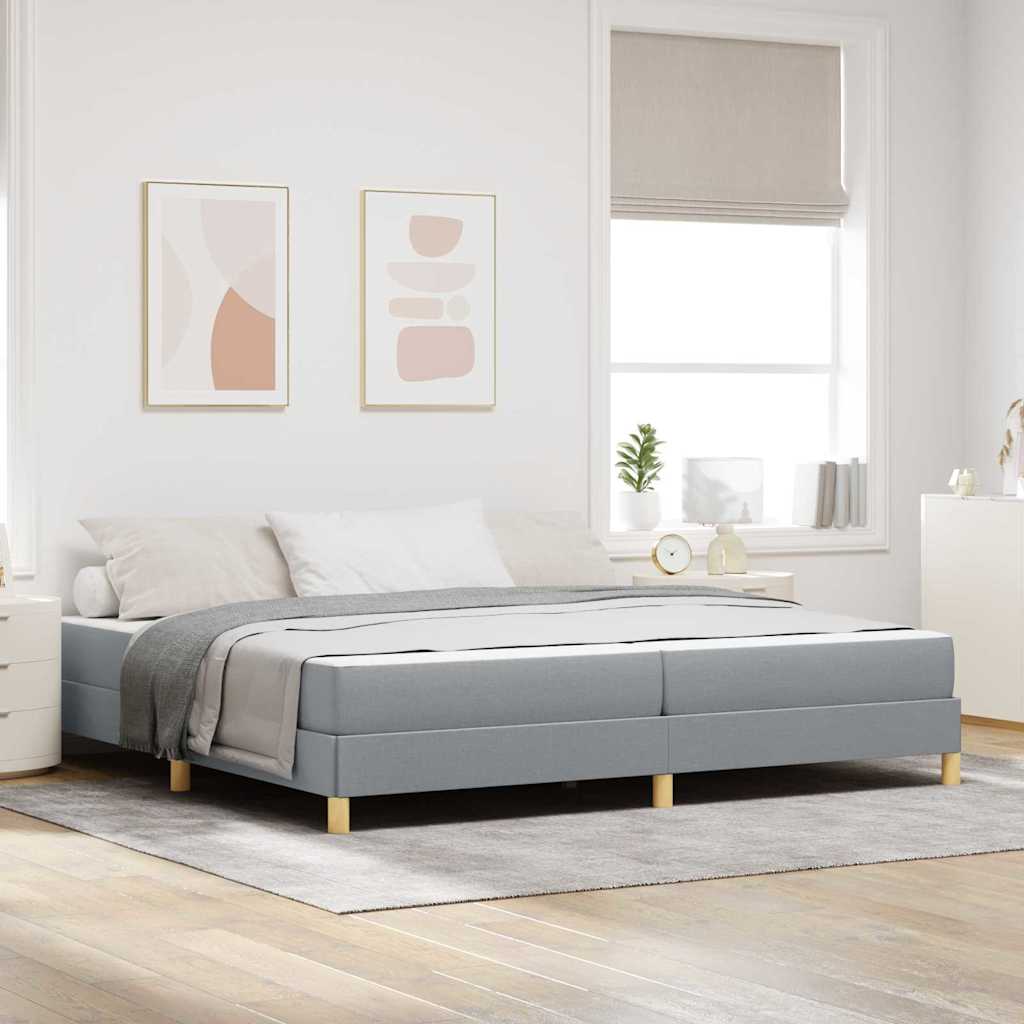 vidaXL Łóżko sprężynowe z materacem Jasnoszary 200 x 200 cm tkanina