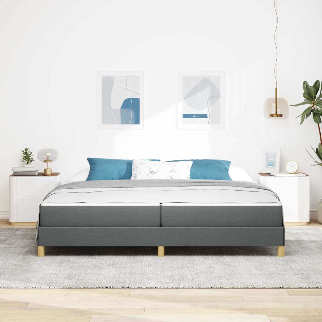vidaXL Łóżko sprężynowe z materacem Ciemnoszary 200 x 200 cm tkanina