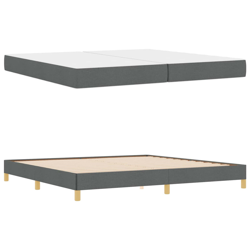 vidaXL Łóżko sprężynowe z materacem Ciemnoszary 200 x 200 cm tkanina