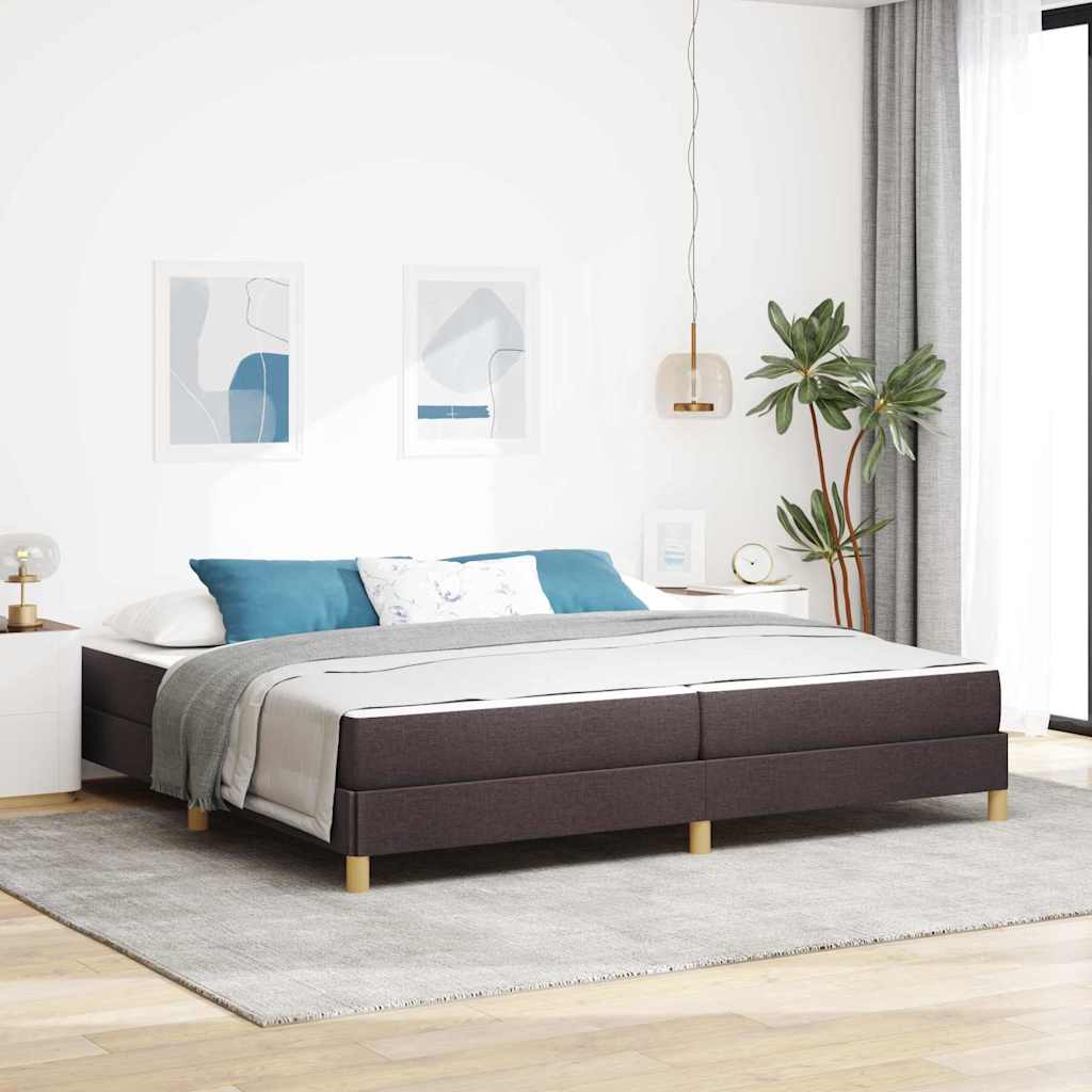 vidaXL Łóżko sprężynowe z materacem Ciemny brąz 200 x 200 cm tkanina