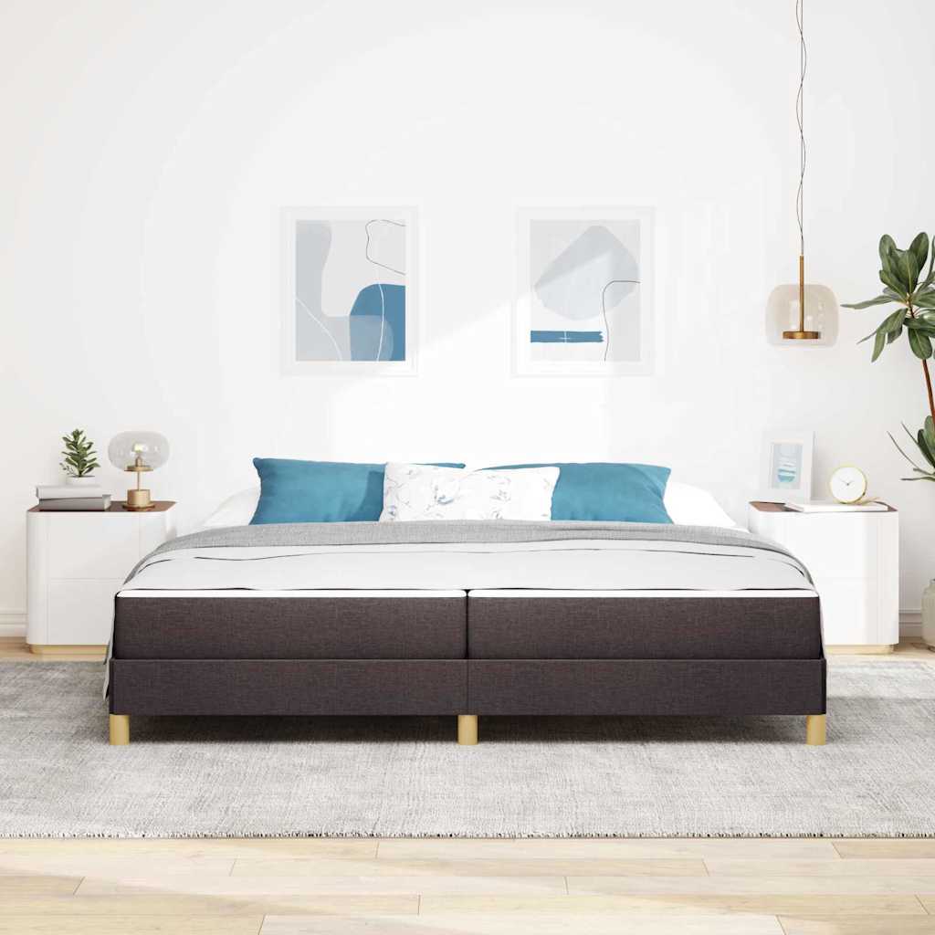 vidaXL Łóżko sprężynowe z materacem Ciemny brąz 200 x 200 cm tkanina