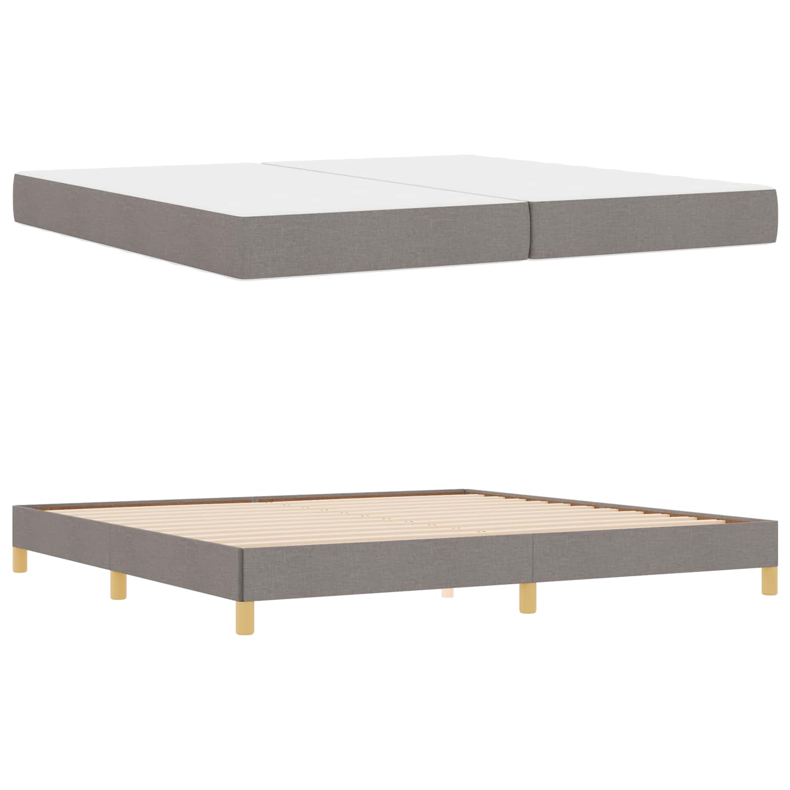 vidaXL Łóżko sprężynowe z materacem Ciemnoszary 200 x 200 cm tkanina