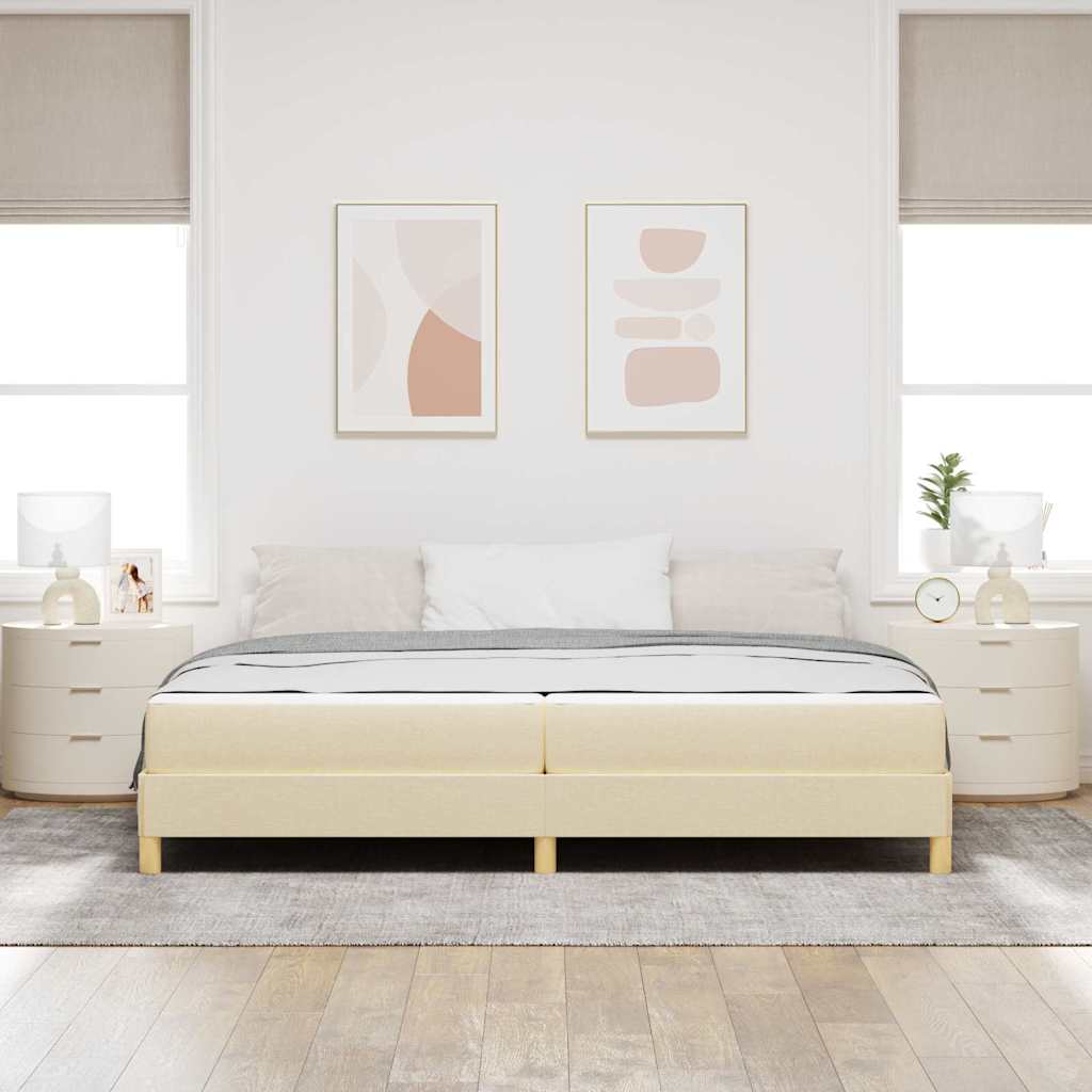 vidaXL Łóżko sprężynowe z materacem Kremowy 200 x 200 cm tkanina