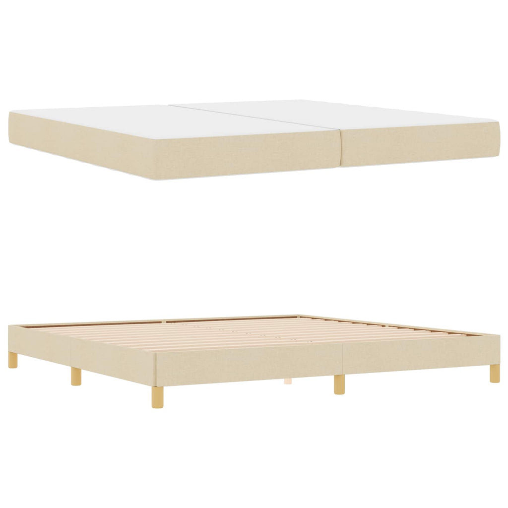 vidaXL Łóżko sprężynowe z materacem Kremowy 200 x 200 cm tkanina