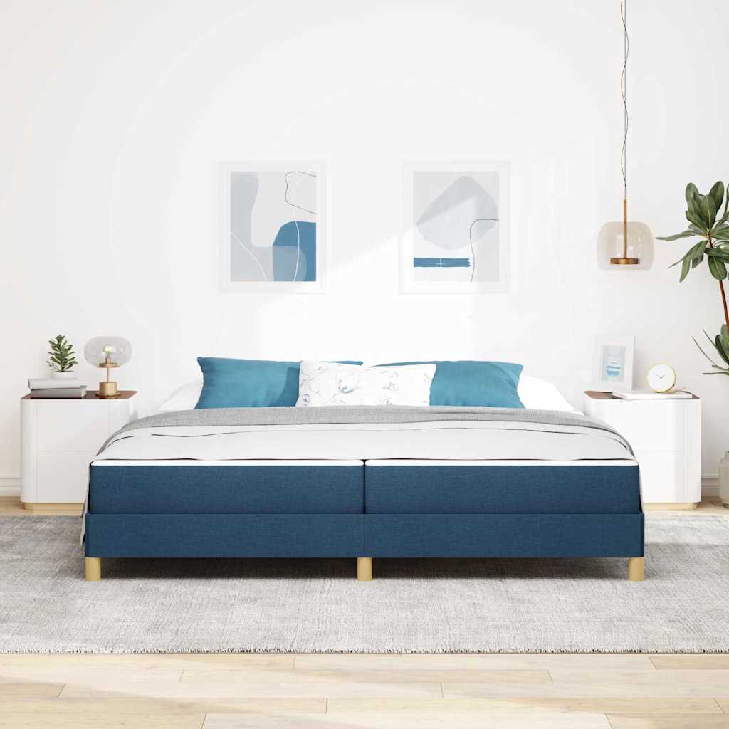 vidaXL Łóżko sprężynowe z materacem Niebieski 200 x 200 cm tkanina