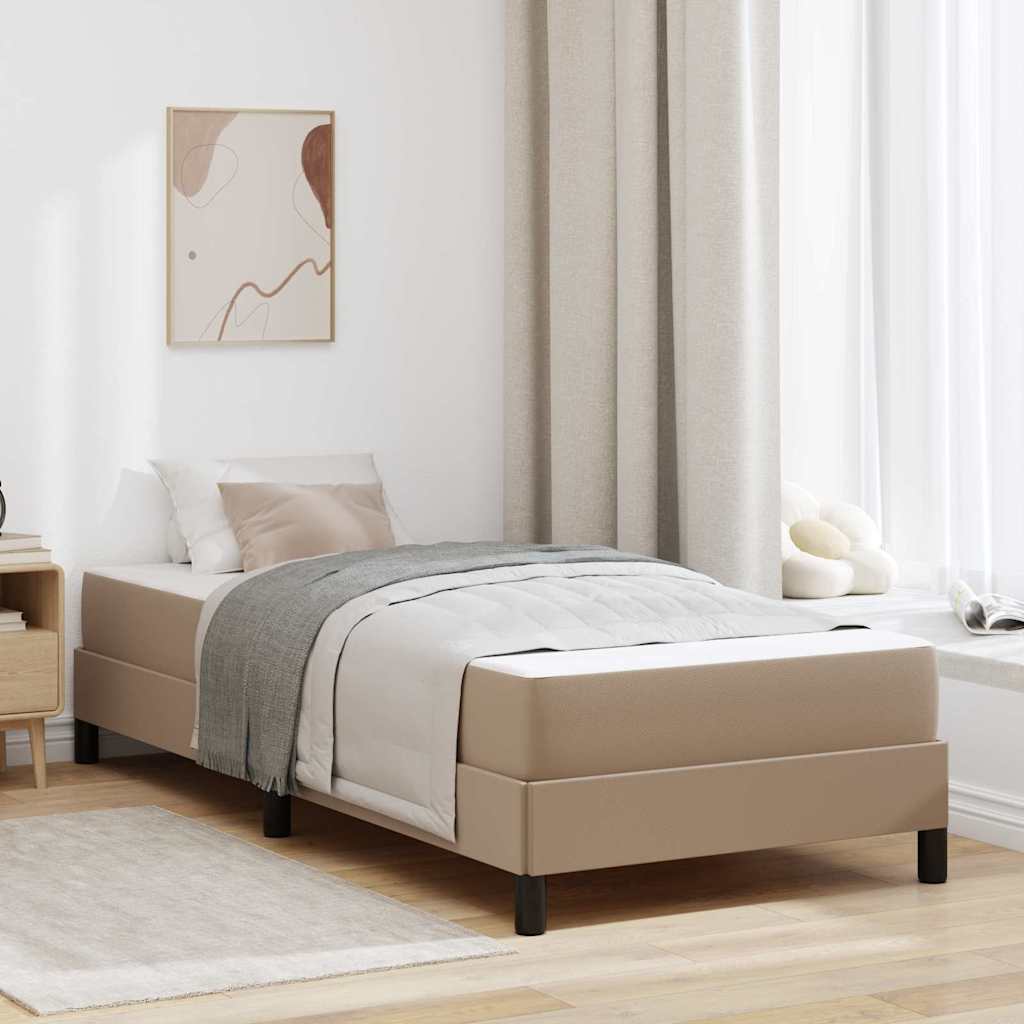 vidaXL Ramka łóżka z materacem Cappuccino 100 x 200 cm tkanina
