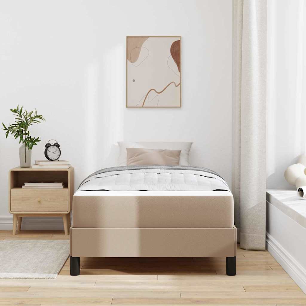 vidaXL Ramka łóżka z materacem Cappuccino 100 x 200 cm tkanina