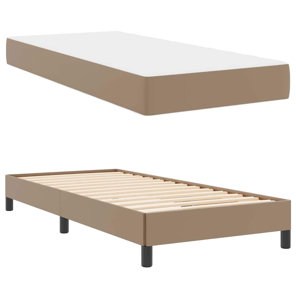 vidaXL Ramka łóżka z materacem Cappuccino 100 x 200 cm tkanina