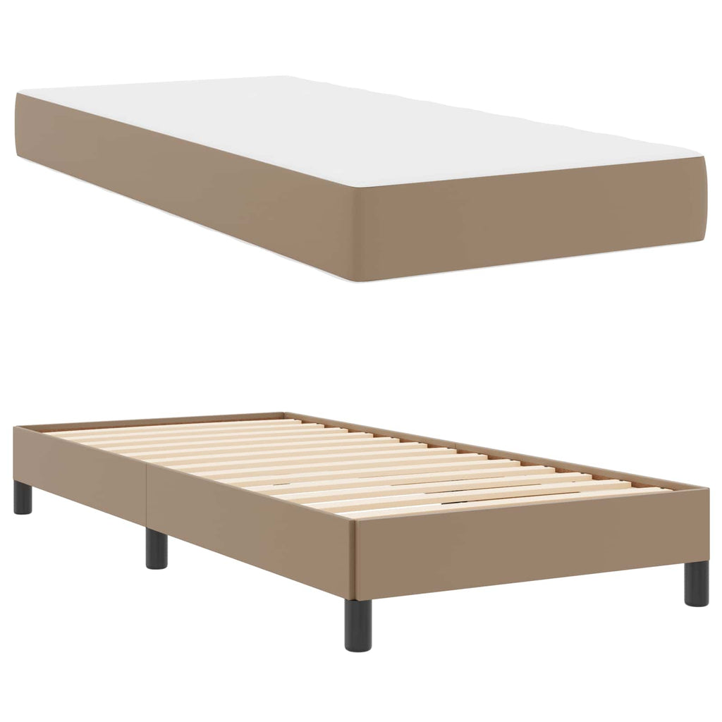 vidaXL Ramka łóżka z materacem Cappuccino 100 x 200 cm tkanina