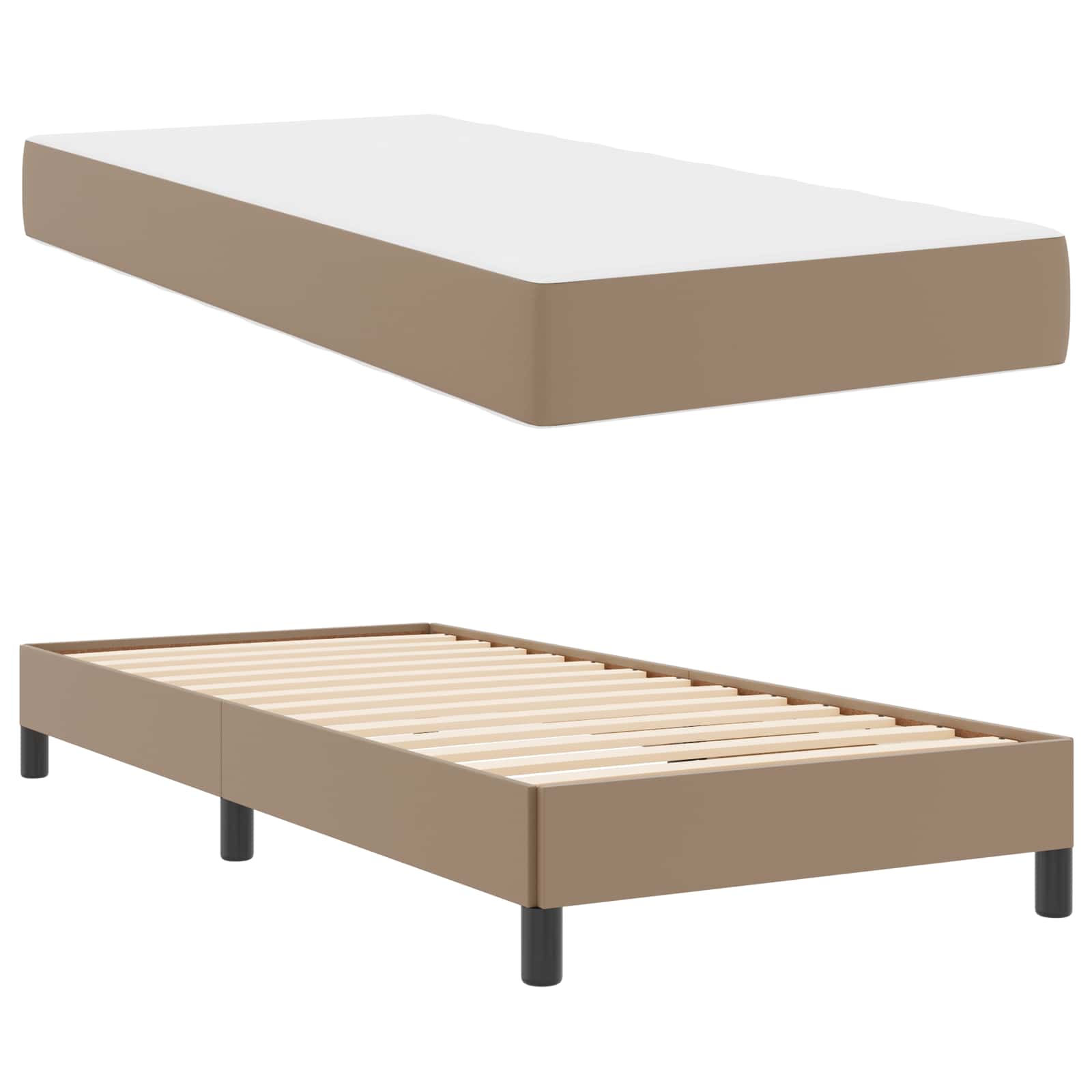 vidaXL Ramka łóżka z materacem Cappuccino 100 x 200 cm tkanina