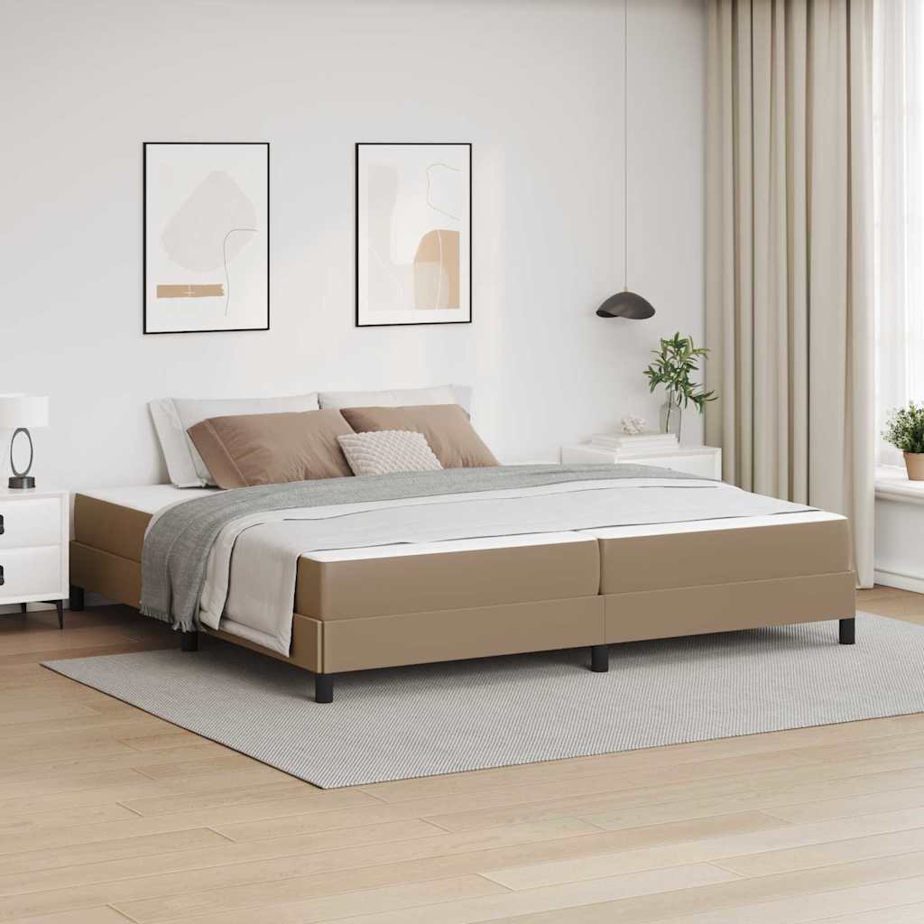 vidaXL Ramka łóżka z materacem Cappuccino 200 x 200 cm tkanina