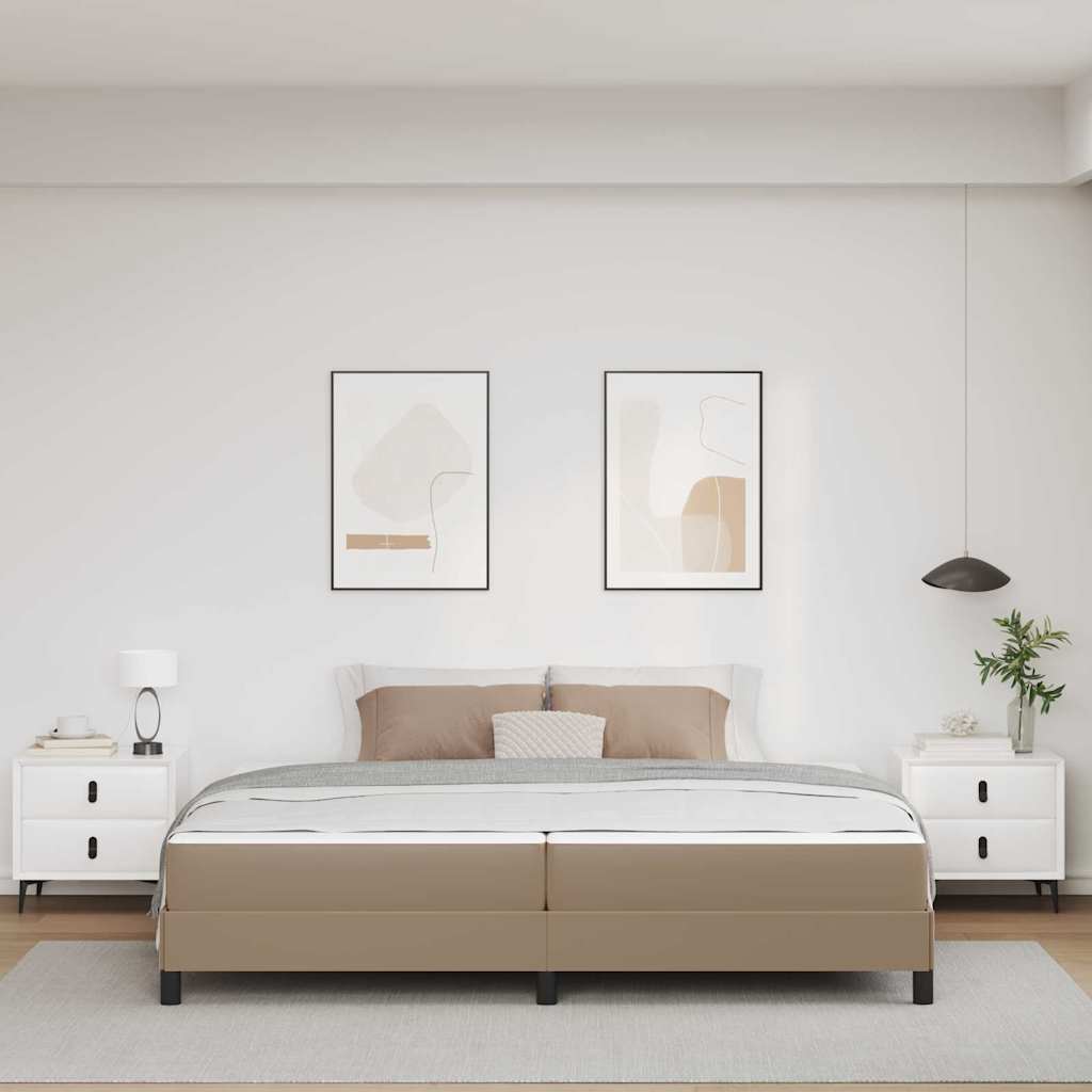 vidaXL Ramka łóżka z materacem Cappuccino 200 x 200 cm tkanina