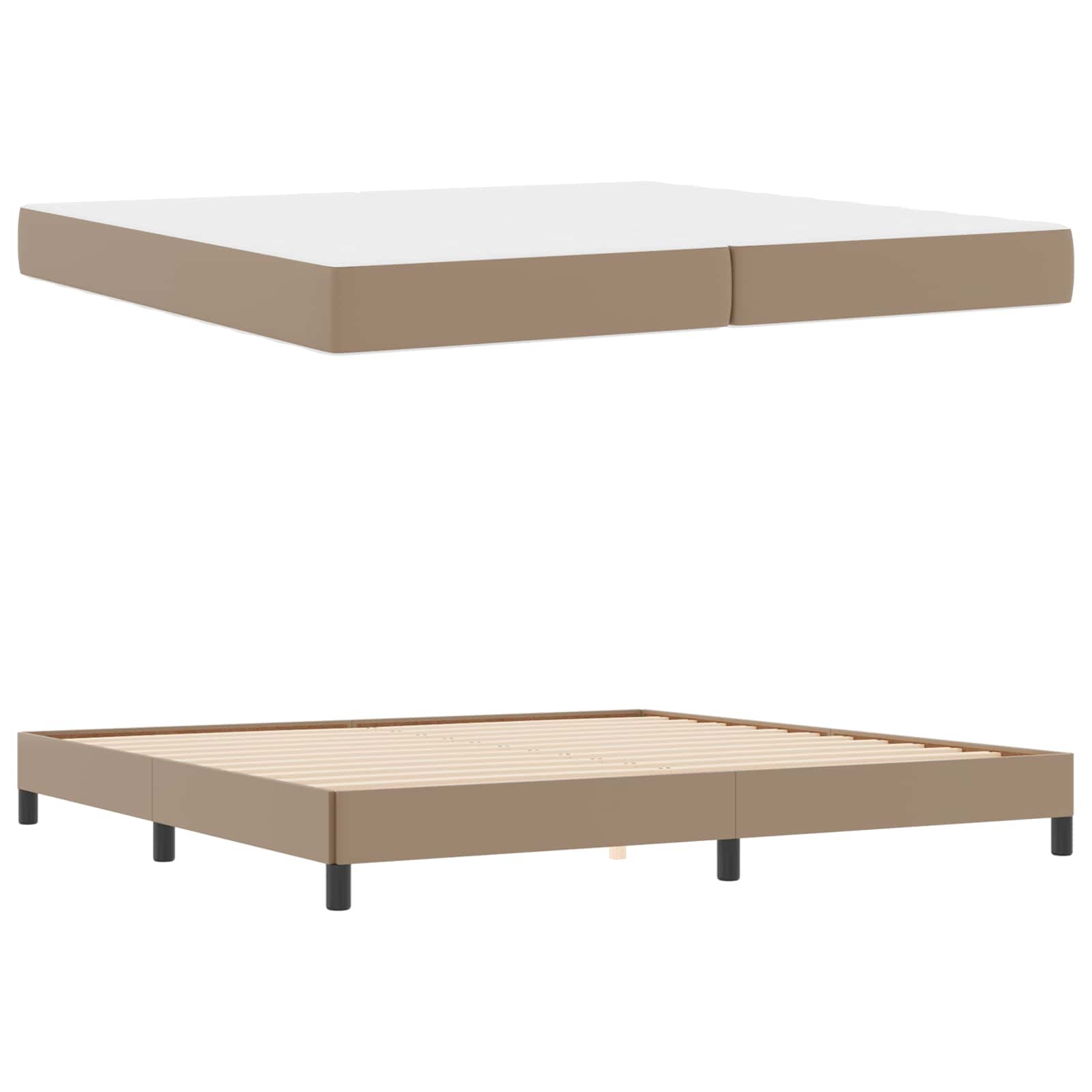 vidaXL Ramka łóżka z materacem Cappuccino 200 x 200 cm tkanina