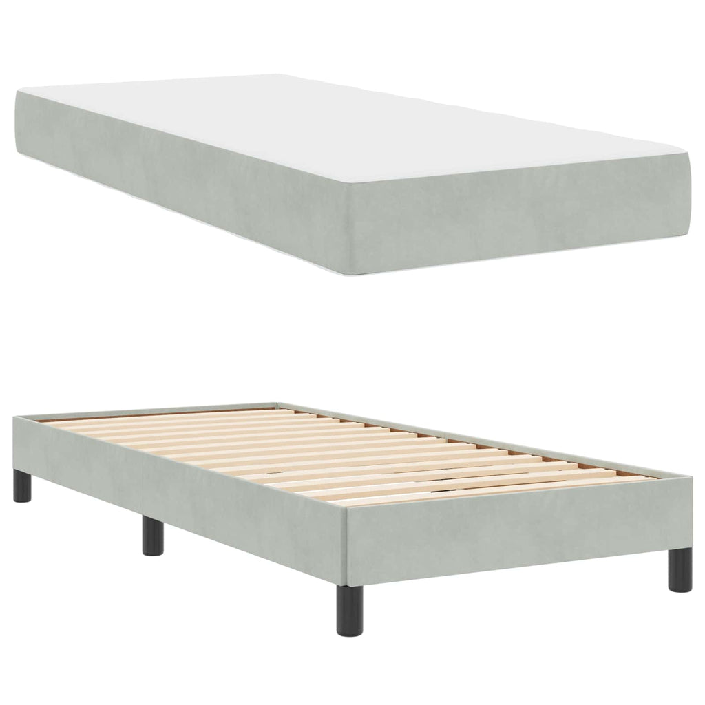 vidaXL Łóżko sprężynowe z materacem Jasnoszary 100 x 200 cm tkanina
