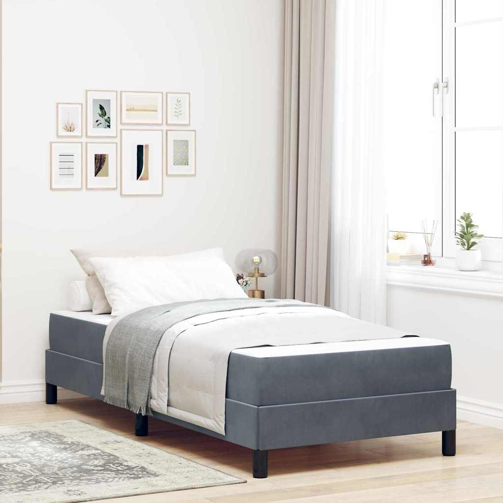 vidaXL Łóżko sprężynowe z materacem Ciemnoszary 100 x 200 cm tkanina