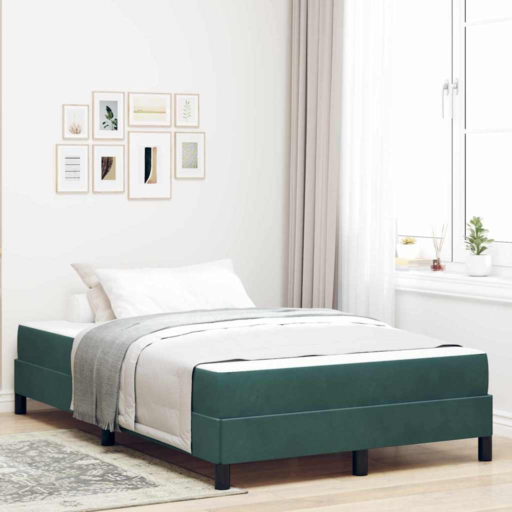 vidaXL Łóżko sprężynowe z materacem Ciemna zieleń 120 x 200 cm tkanina