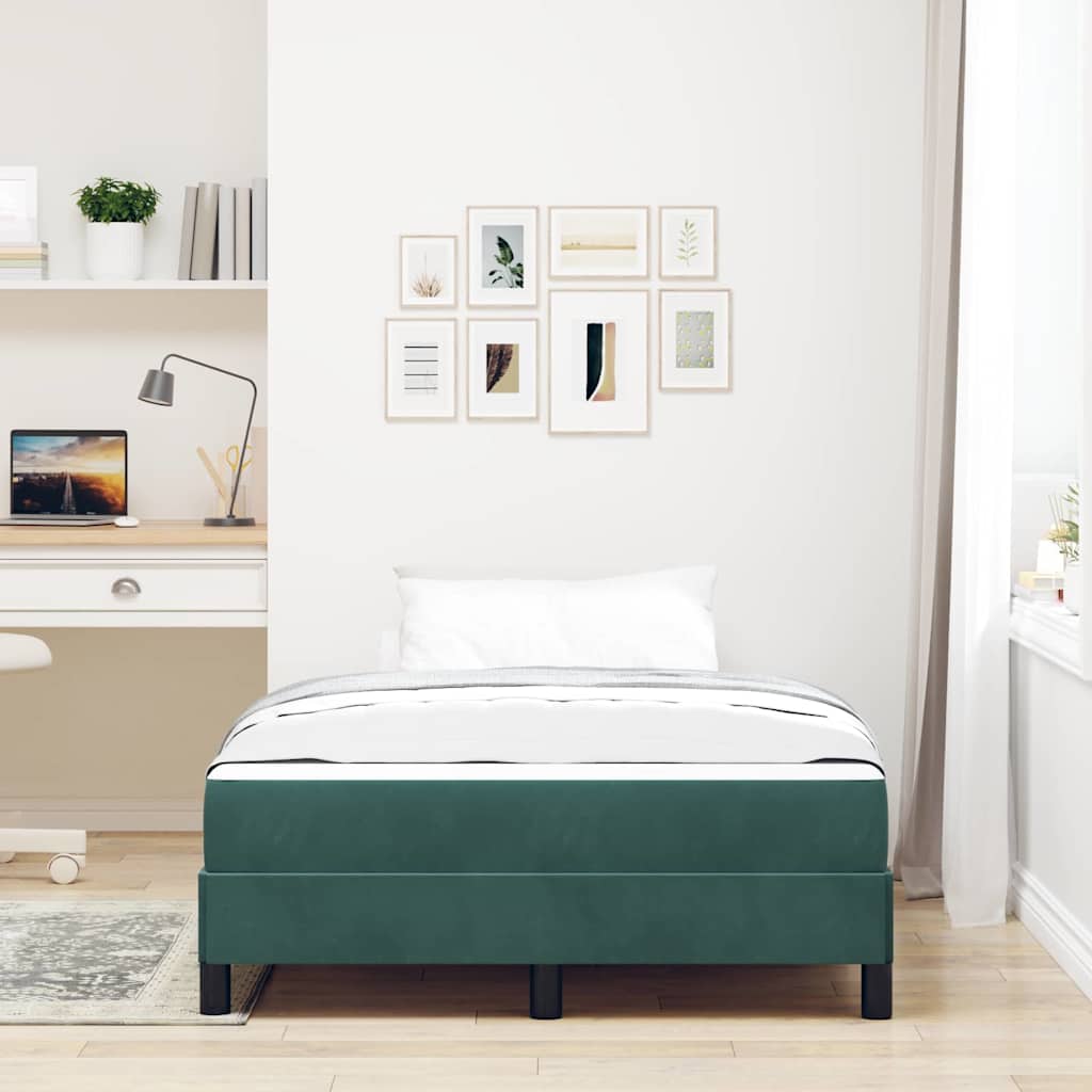 vidaXL Łóżko sprężynowe z materacem Ciemna zieleń 120 x 200 cm tkanina