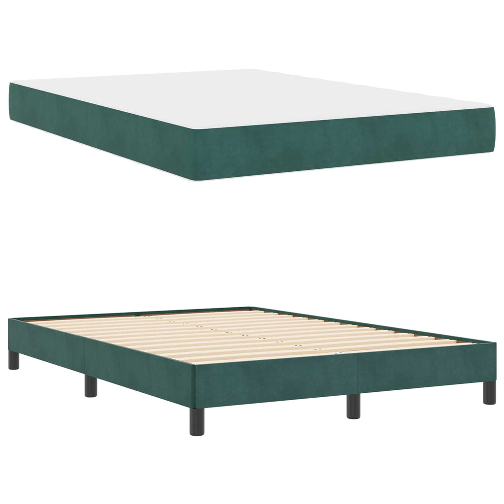 vidaXL Łóżko sprężynowe z materacem Ciemna zieleń 140 x 190 cm tkanina