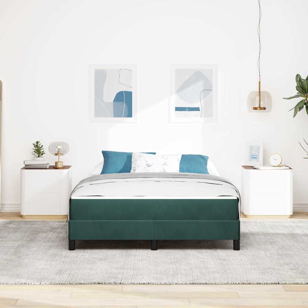vidaXL Łóżko sprężynowe z materacem Ciemna zieleń 160 x 200 cm tkanina