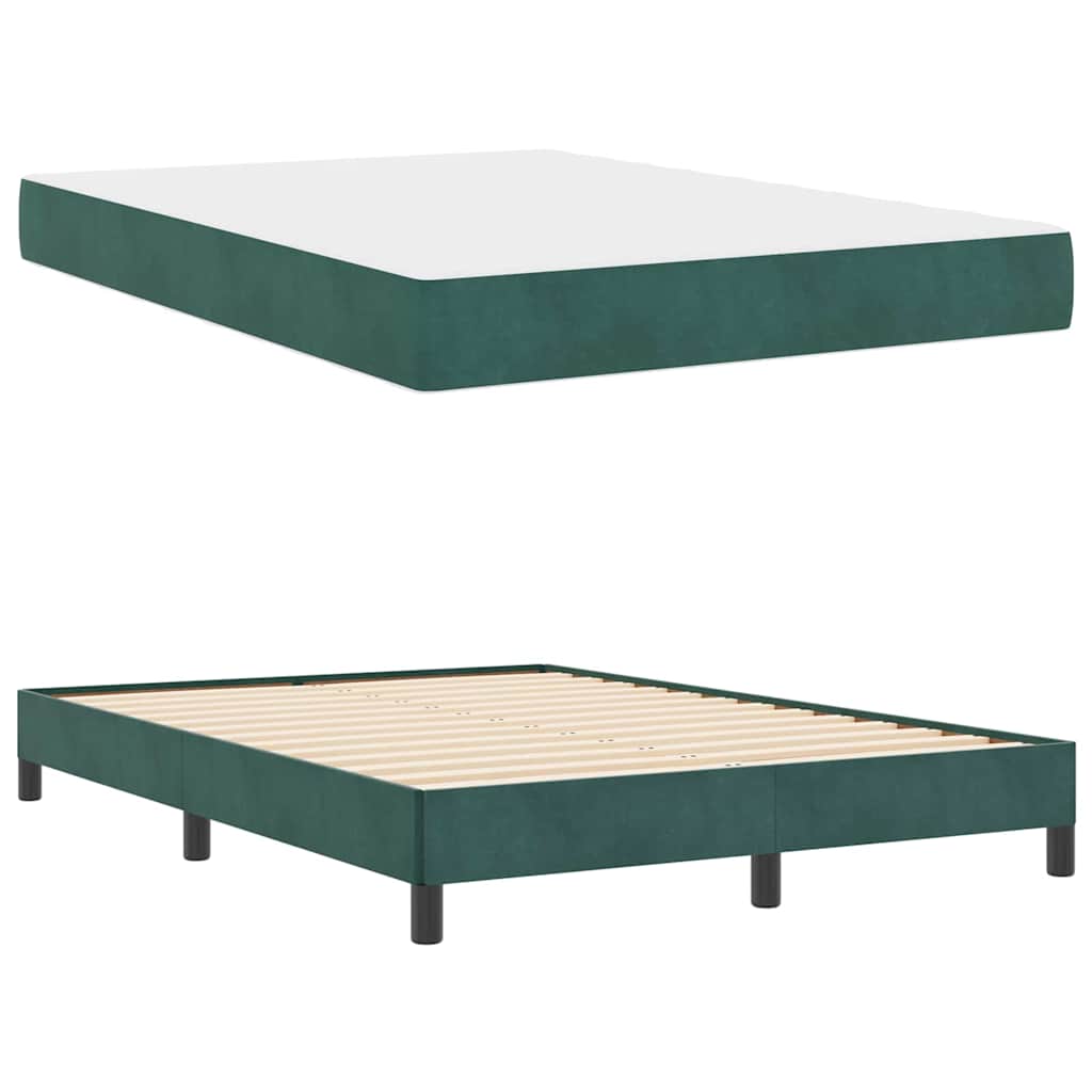 vidaXL Łóżko sprężynowe z materacem Ciemna zieleń 160 x 200 cm tkanina