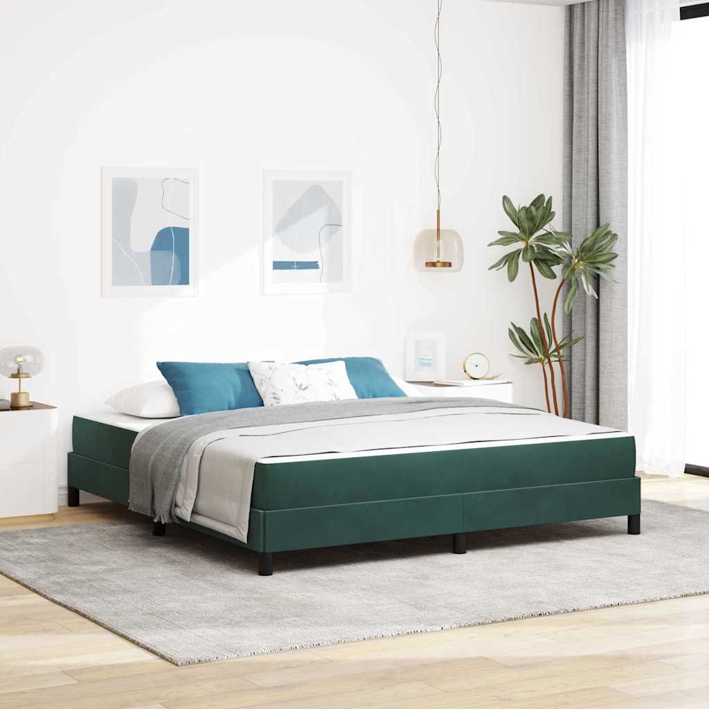 vidaXL Łóżko sprężynowe z materacem Ciemna zieleń 180 x 200 cm tkanina