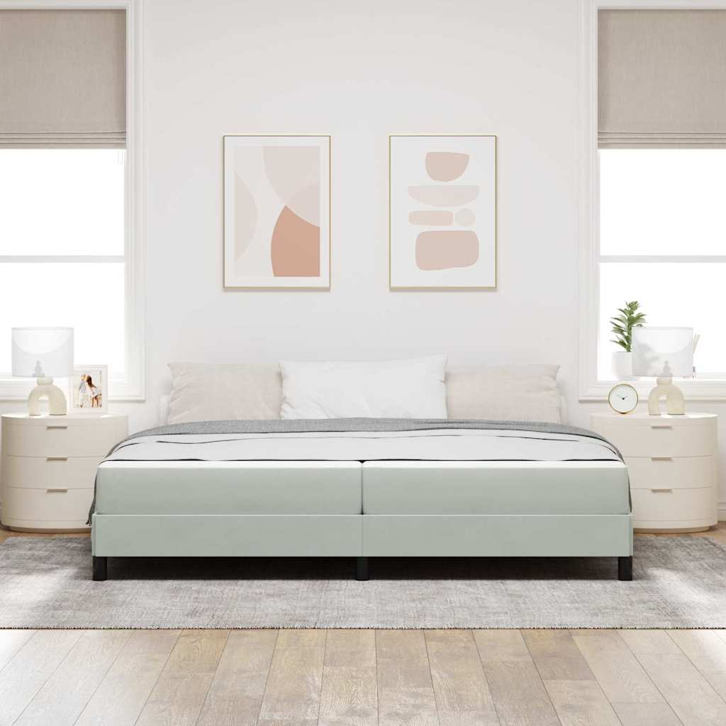 vidaXL Łóżko sprężynowe z materacem Jasnoszary 200 x 200 cm tkanina