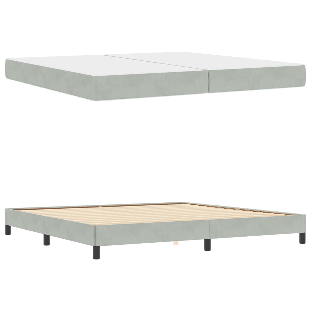 vidaXL Łóżko sprężynowe z materacem Jasnoszary 200 x 200 cm tkanina