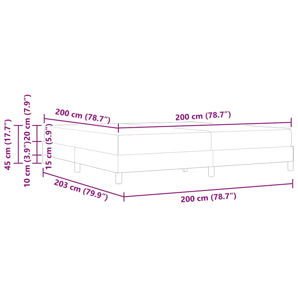 vidaXL Łóżko sprężynowe z materacem Ciemnoszary 200 x 200 cm tkanina