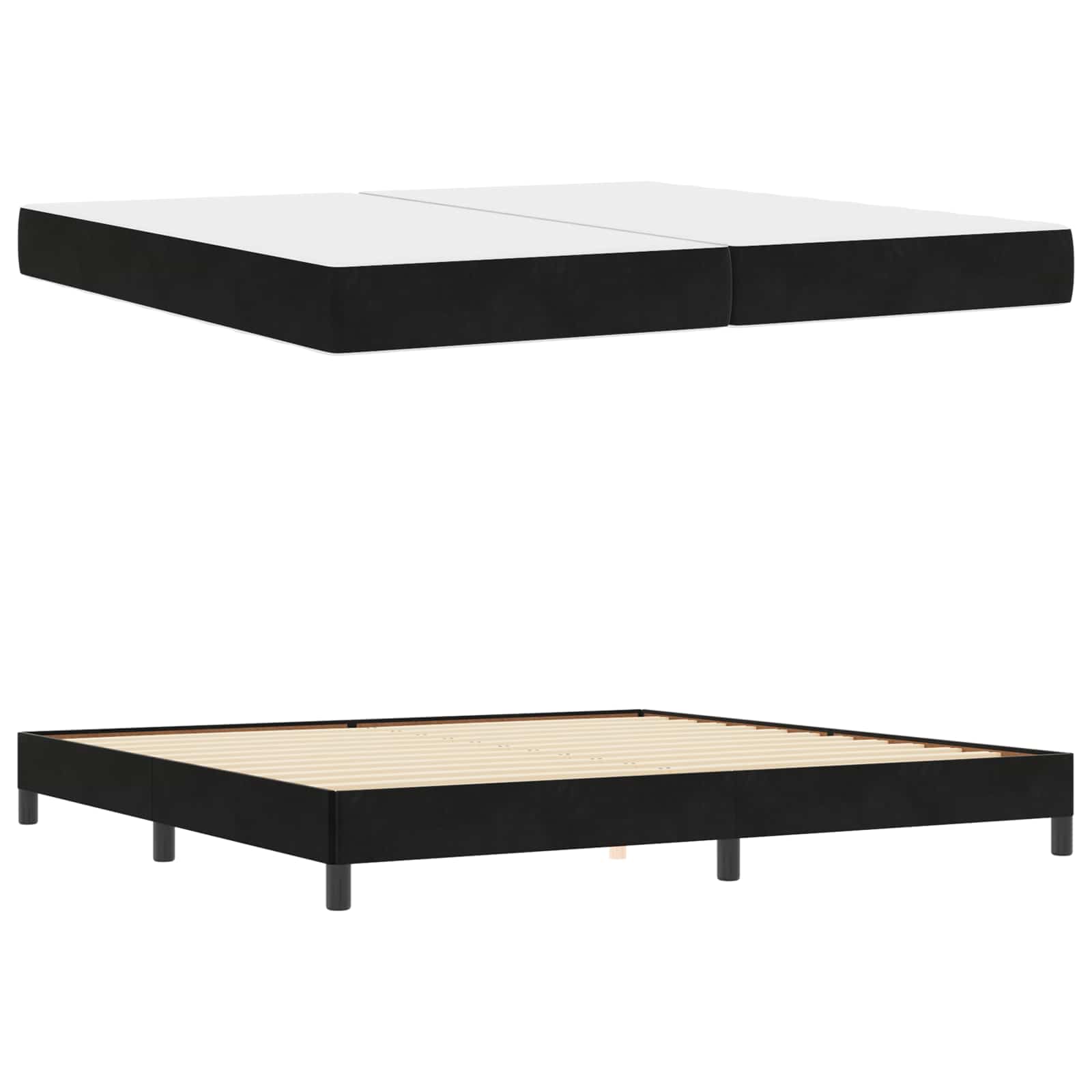 vidaXL Łóżko sprężynowe z materacem Czarny 200 x 200 cm tkanina