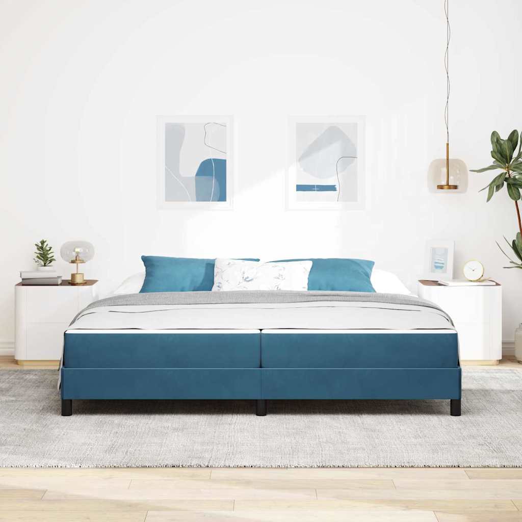 vidaXL Łóżko sprężynowe Ciemnoniebieski 200 x 200 cm tkanina