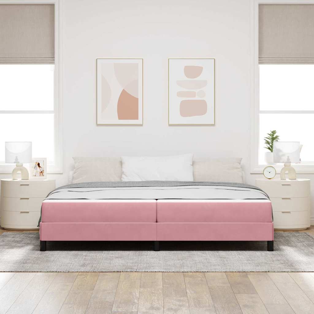 vidaXL Łóżko sprężynowe z materacem Różowy 200 x 200 cm tkanina