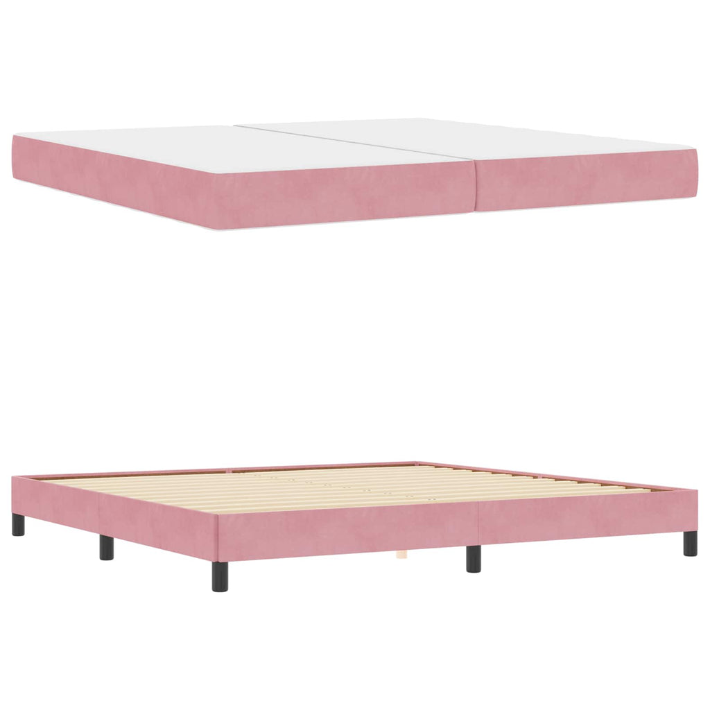 vidaXL Łóżko sprężynowe z materacem Różowy 200 x 200 cm tkanina