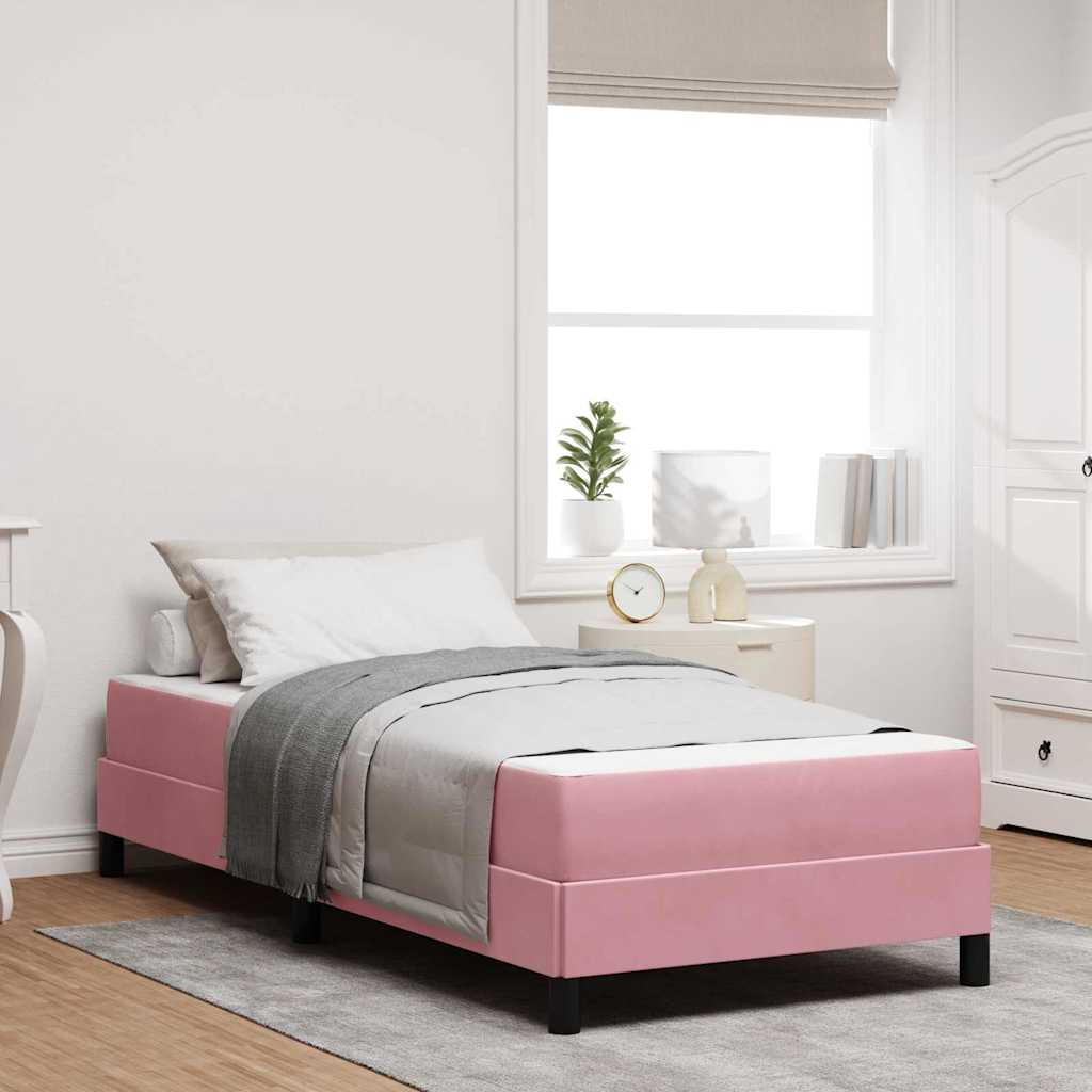 vidaXL Łóżko sprężynowe z materacem Różowy 80 x 210 cm tkanina