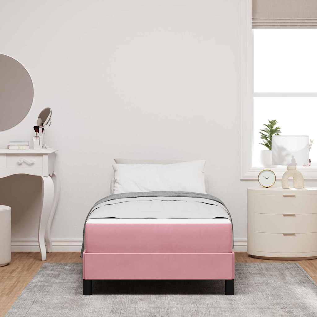 vidaXL Łóżko sprężynowe z materacem Różowy 80 x 210 cm tkanina