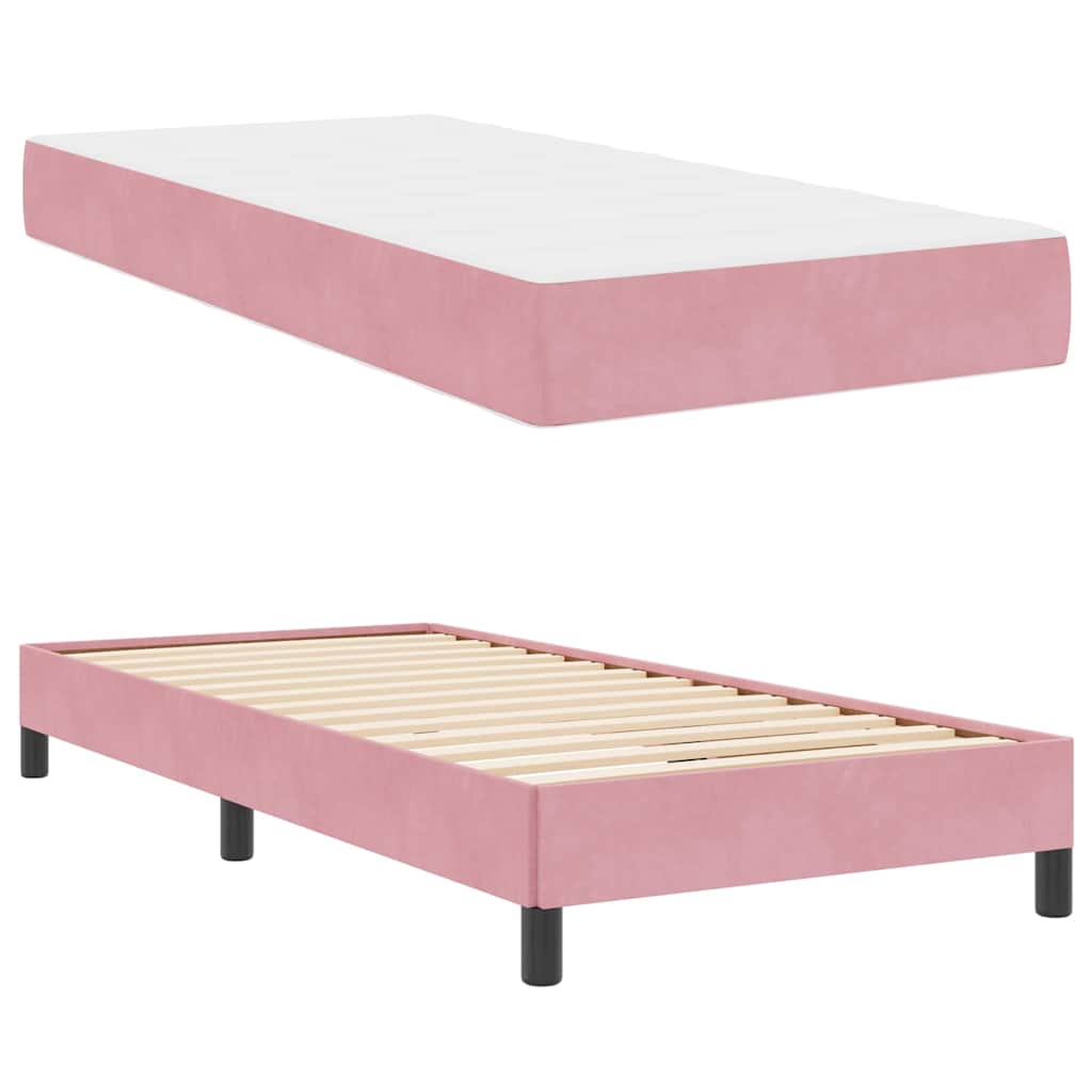 vidaXL Łóżko sprężynowe z materacem Różowy 80 x 210 cm tkanina