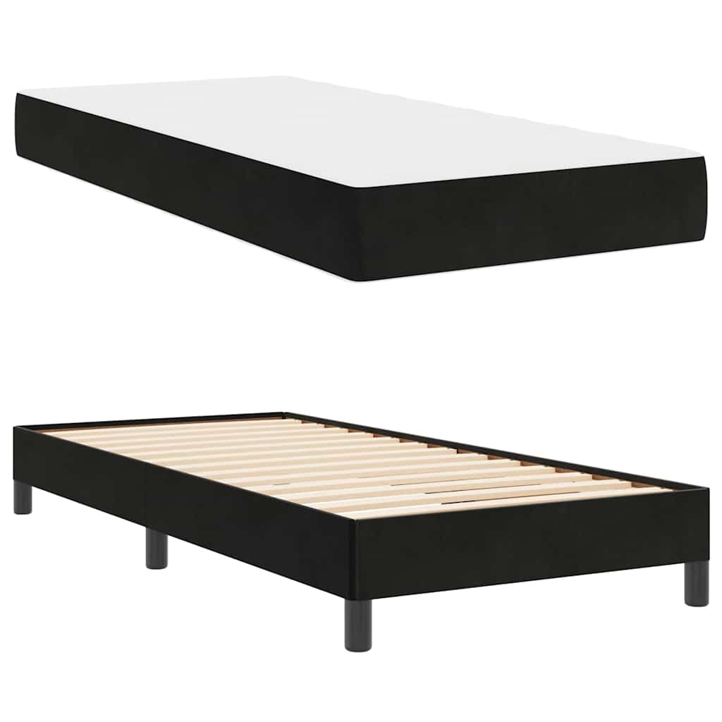 vidaXL Łóżko sprężynowe z materacem Czarny 90 x 210 cm tkanina
