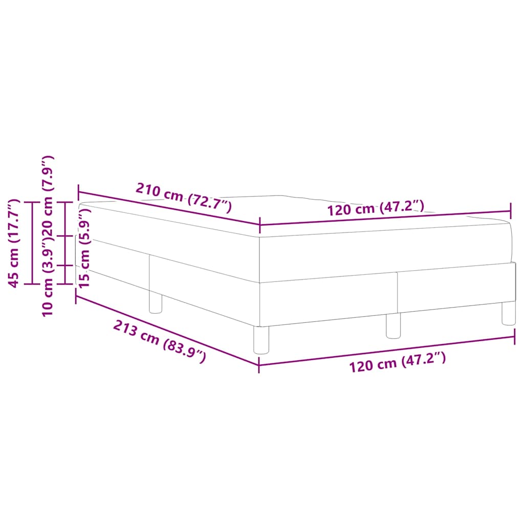 vidaXL Łóżko sprężynowe z materacem Ciemnoszary 120 x 210 cm tkanina