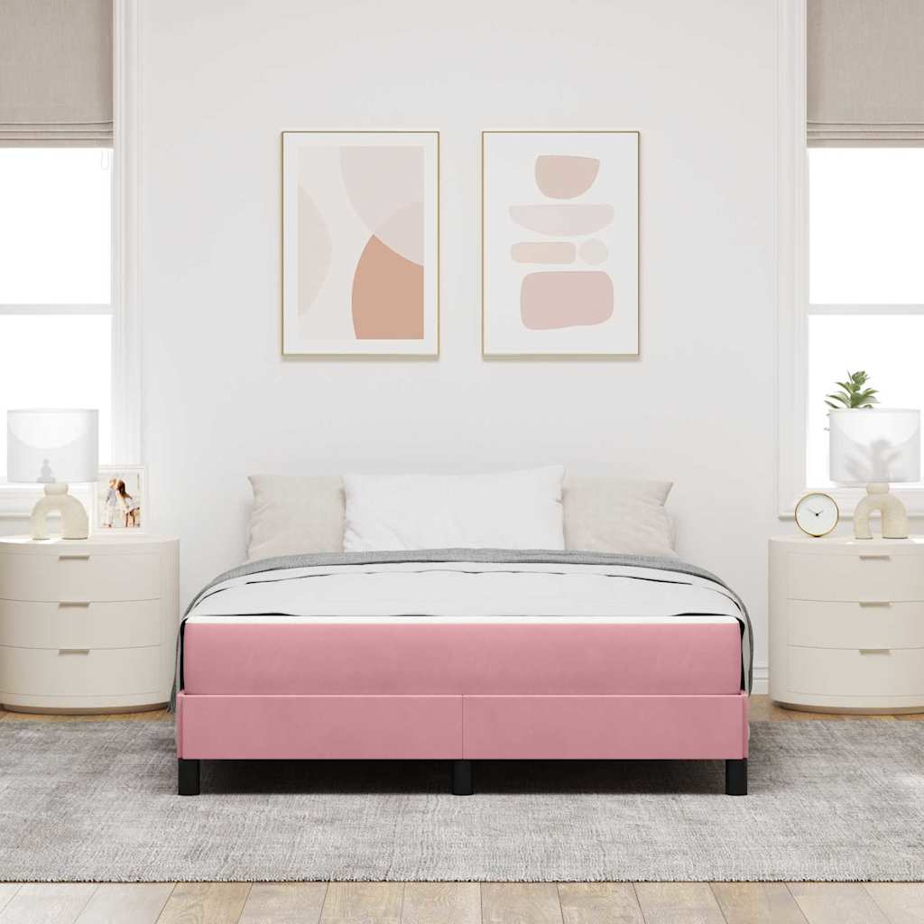 vidaXL Łóżko sprężynowe z materacem Różowy 160 x 210 cm tkanina