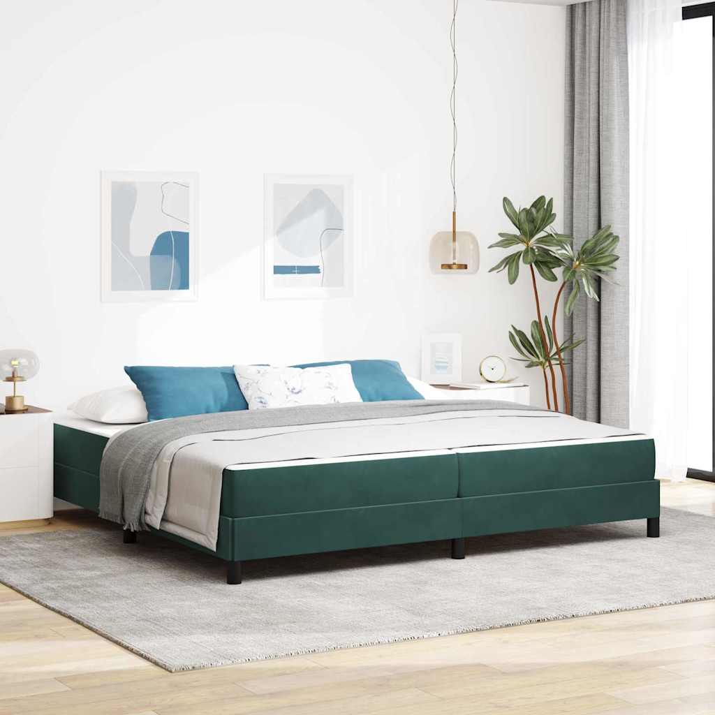 vidaXL Łóżko sprężynowe z materacem Ciemna zieleń 200 x 210 cm tkanina