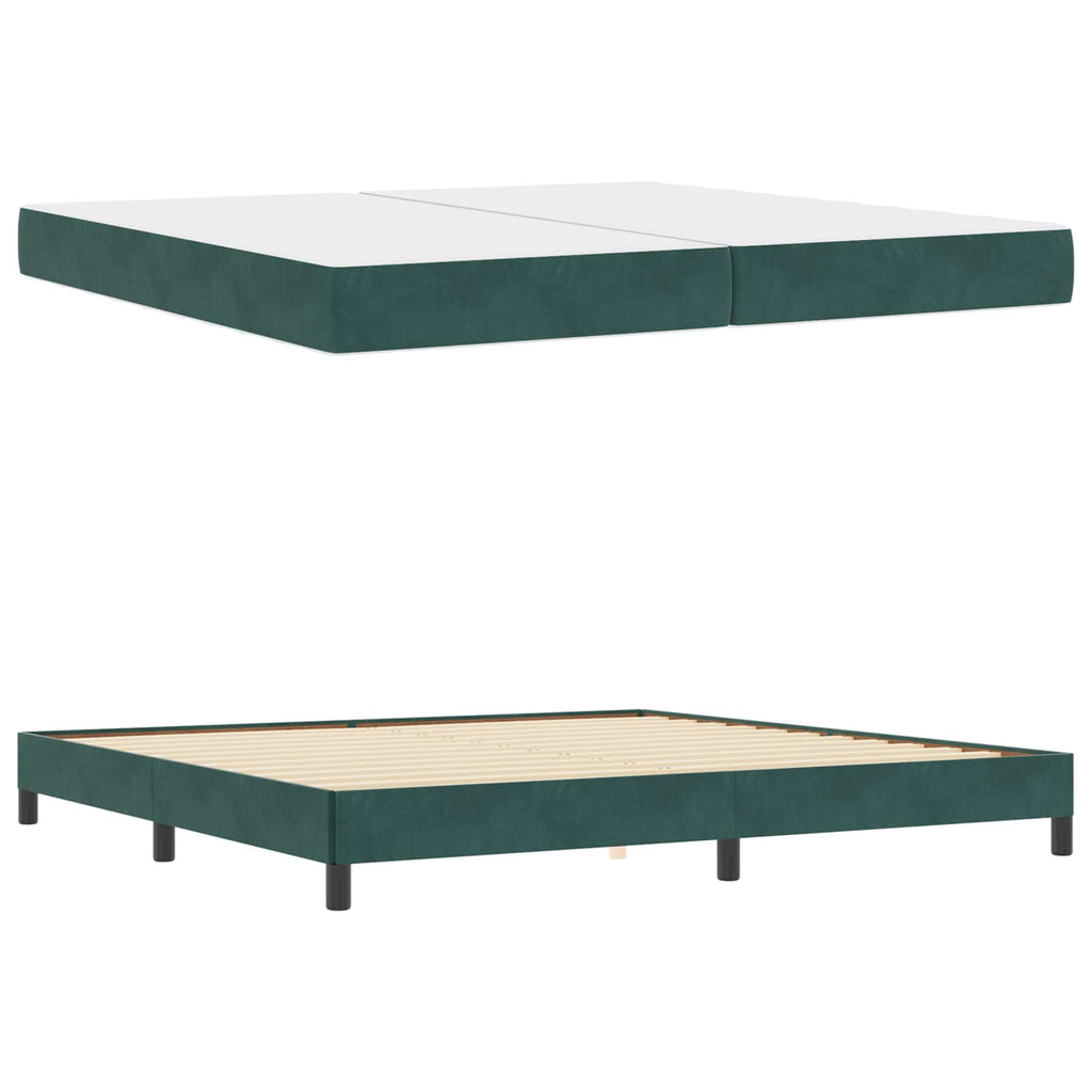 vidaXL Łóżko sprężynowe z materacem Ciemna zieleń 200 x 210 cm tkanina