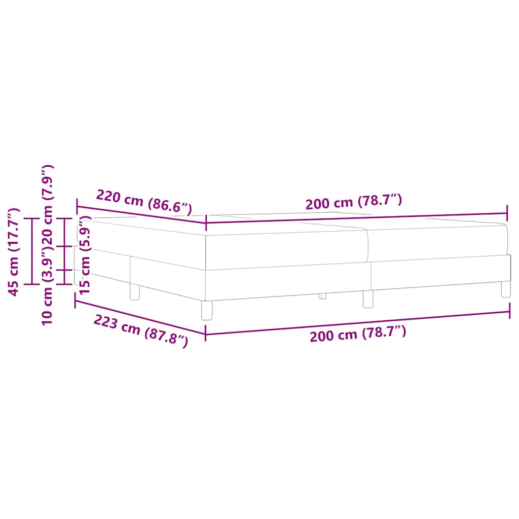 vidaXL Łóżko sprężynowe z materacem Ciemnoszary 200 x 220 cm tkanina