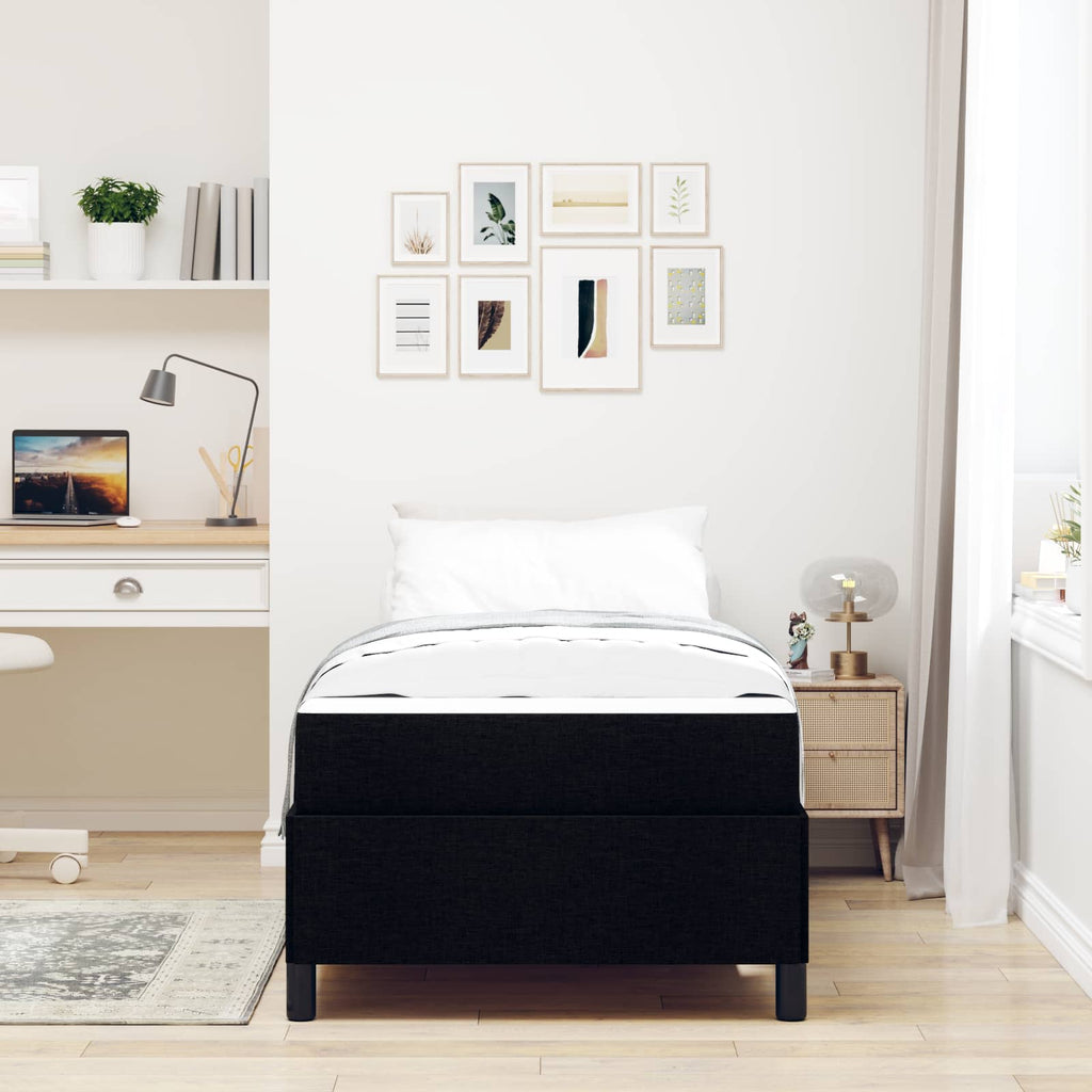 vidaXL Łóżko sprężynowe z materacem Czarny 90 x 190 cm tkanina
