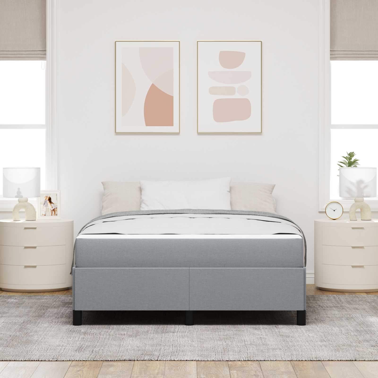 vidaXL Łóżko sprężynowe Jasnoszary 140 x 200 cm tkanina