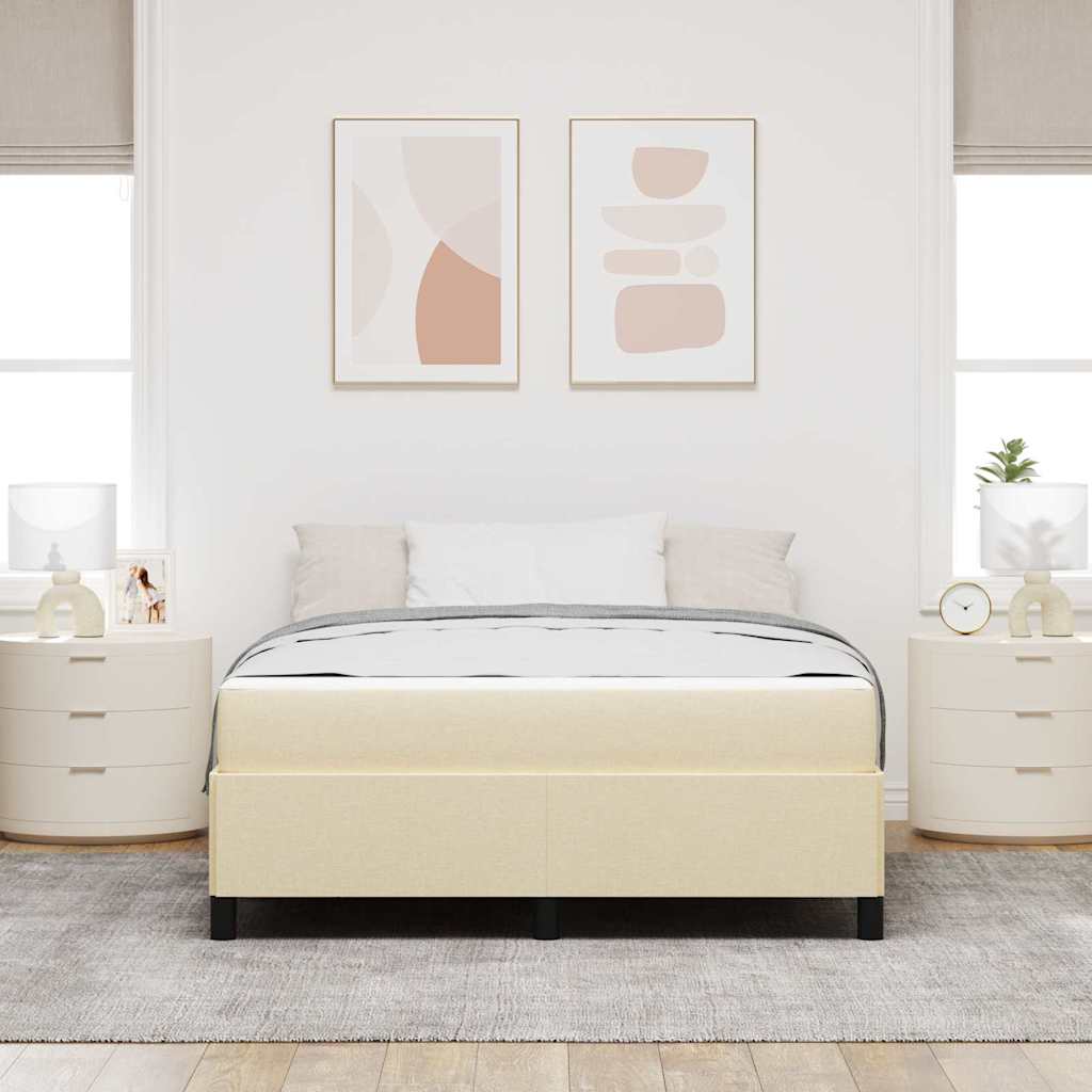 vidaXL Łóżko sprężynowe Kremowy 160 x 200 cm tkanina