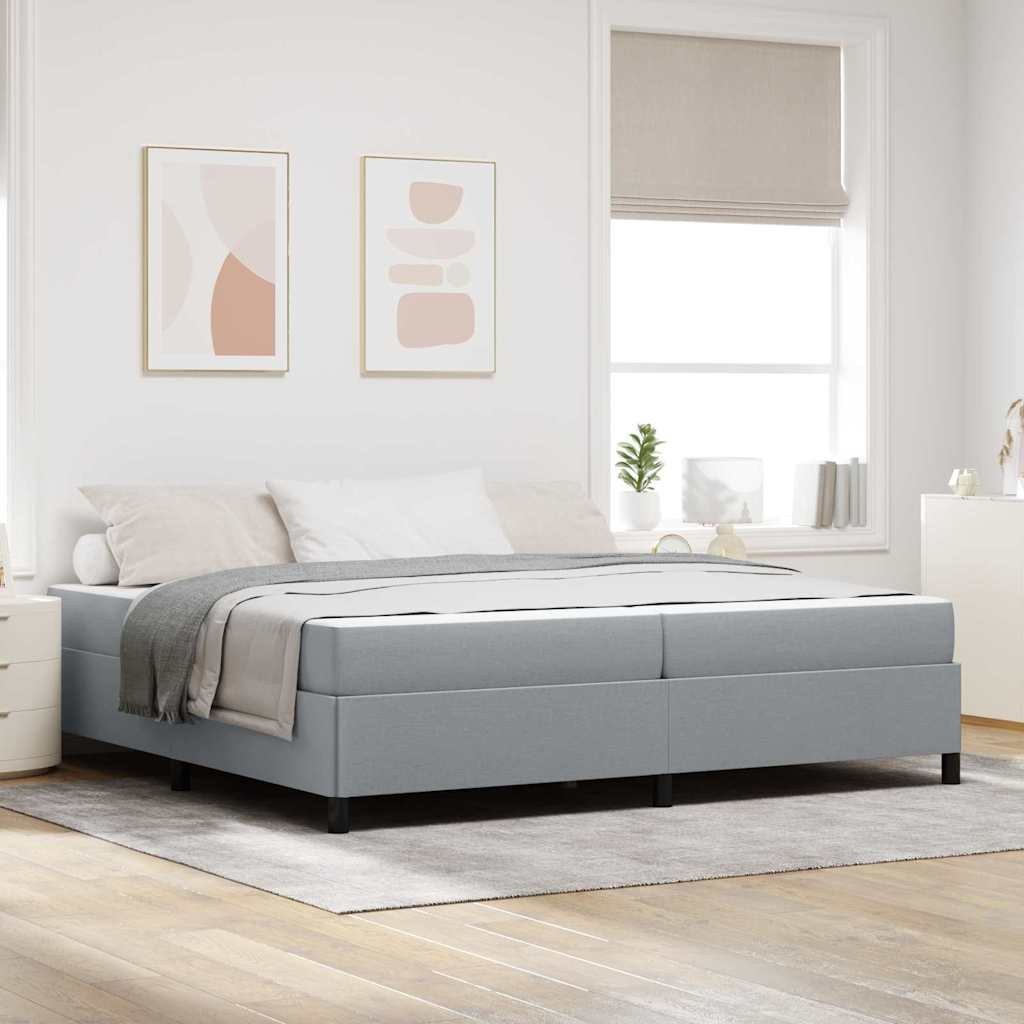 vidaXL Łóżko sprężynowe z materacem Jasnoszary 200 x 200 cm tkanina
