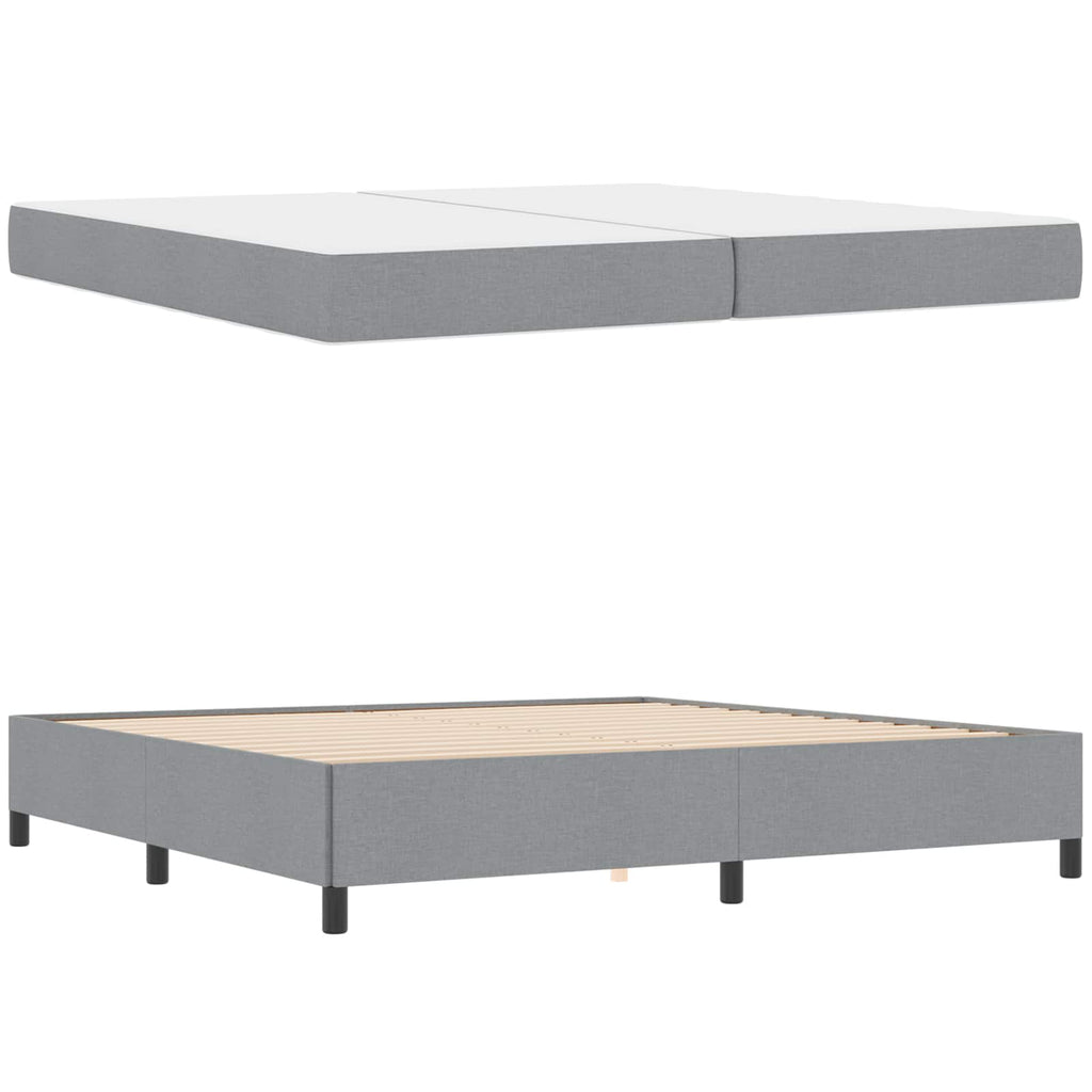 vidaXL Łóżko sprężynowe z materacem Jasnoszary 200 x 200 cm tkanina