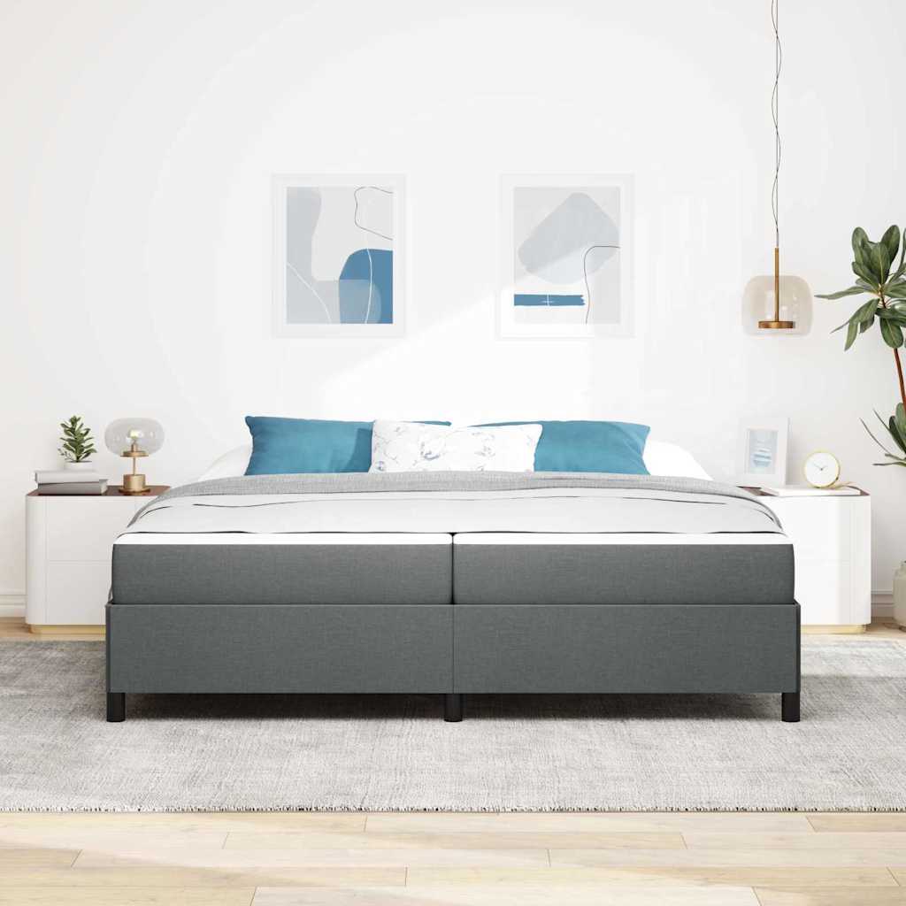 vidaXL Łóżko sprężynowe z materacem Ciemnoszary 200 x 200 cm tkanina