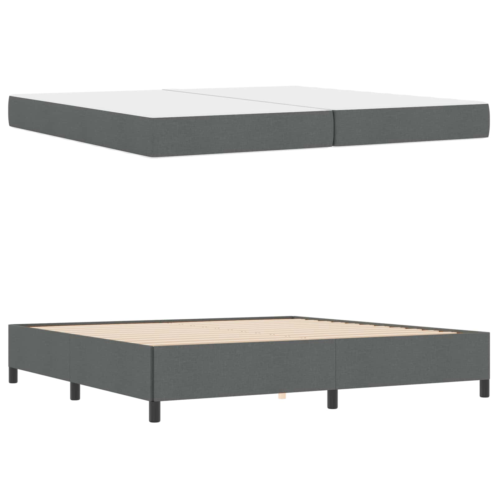 vidaXL Łóżko sprężynowe z materacem Ciemnoszary 200 x 200 cm tkanina