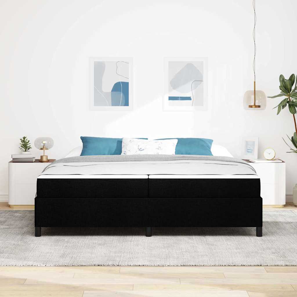 vidaXL Łóżko sprężynowe z materacem Czarny 200 x 200 cm tkanina